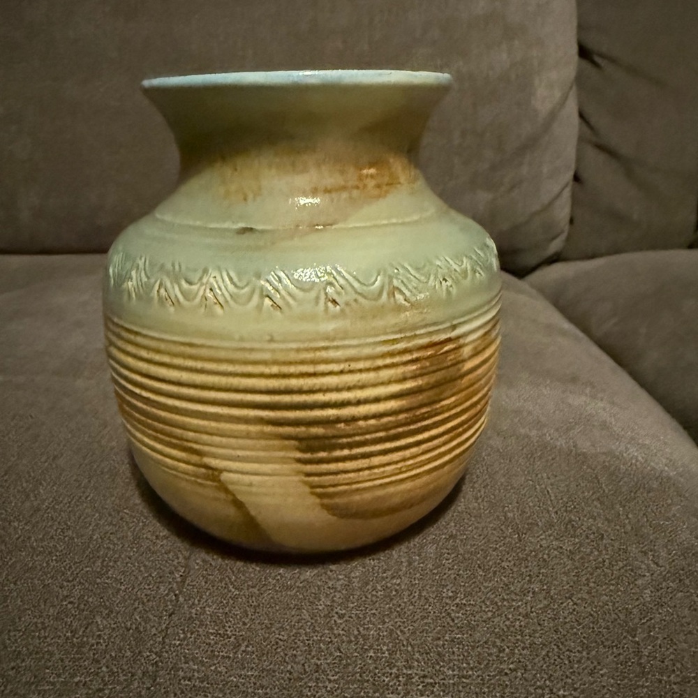 Artisan Ceramic Vase in Cream and Tan